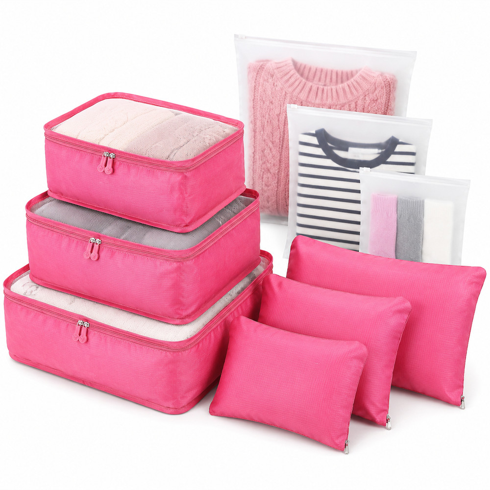 Prime Essentials 9PC Travel Packing Cubes Water-Resistant Luggage Organizer Set