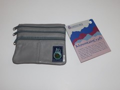 ADVENTURE 16 MOUNTAINCRAFT Leatherworks GREY 100% Cow Leather TRI-ZIP POUCH NEW