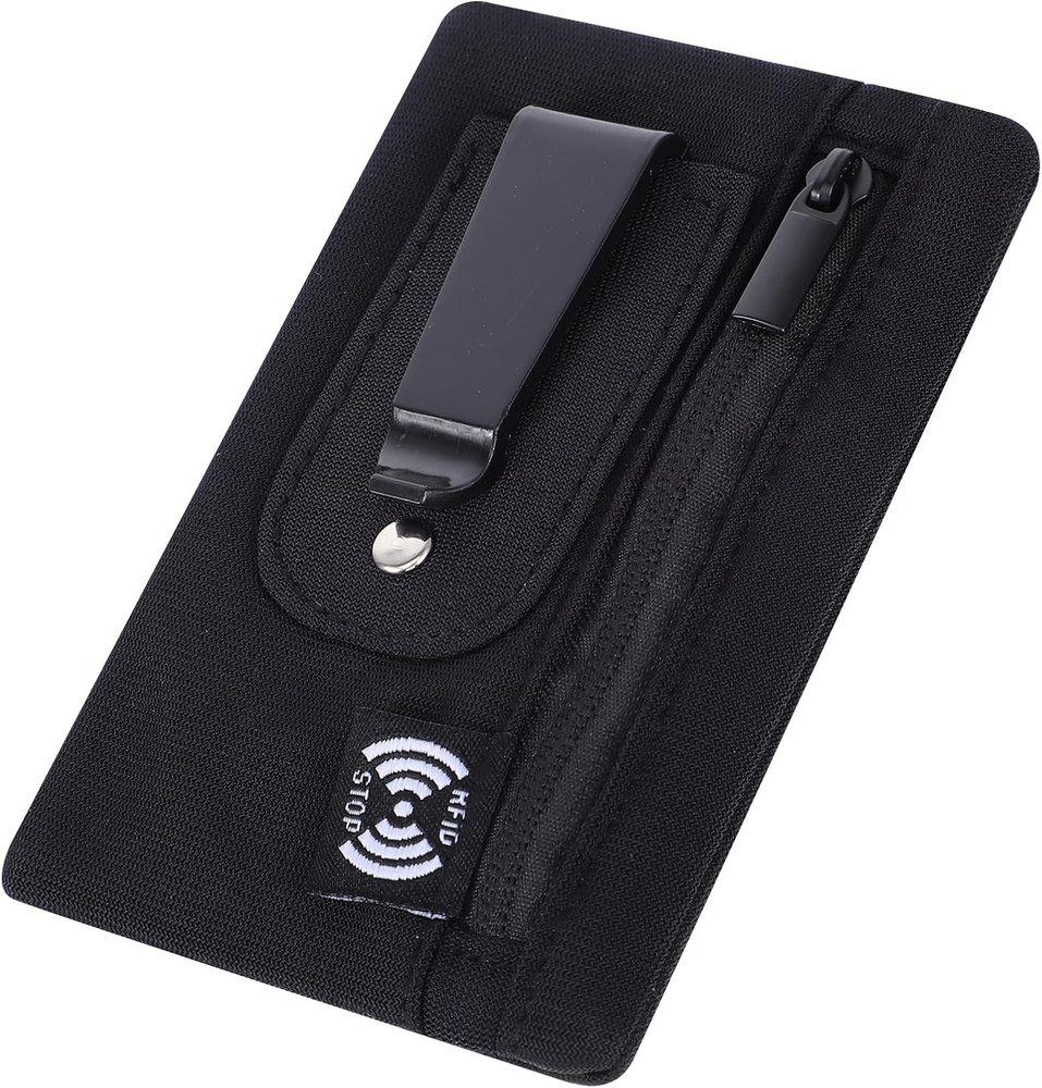 RFID Blocking Clip Stash Pocket, Compact Hidden Travel Belt Wallet for Cards & C