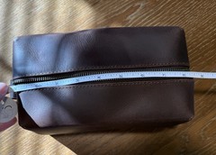 Brown Leather Toiletry Bag with Zipper Closure, 8x5x4 Inches, Dopp kit