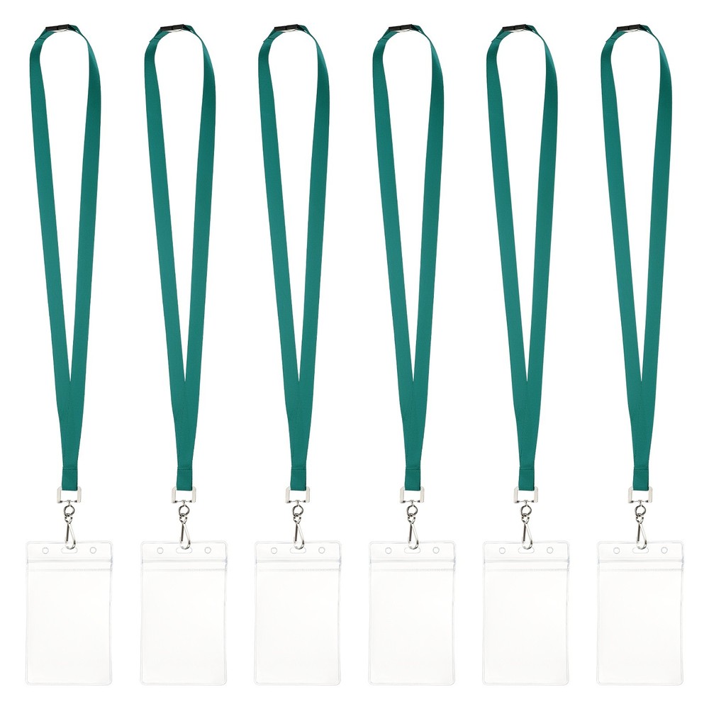 6Pack Lanyards for ID Badges, Lanyards for Keys, Dark Green