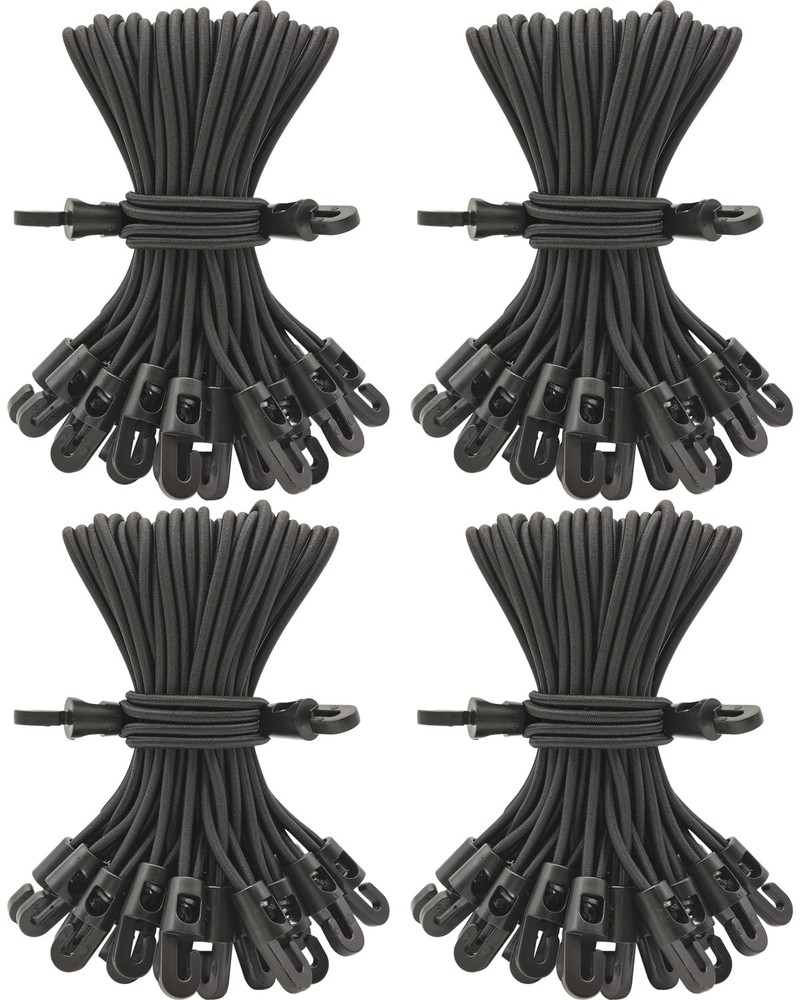 AOBYMIN Small 6 Inch 100 PCS Black Hook Bungee Cord, Cord