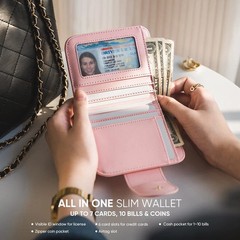 Vulkitty Womens Small Wallet for Air Tag RFID Blocking Vegan Leather Air Tag …
