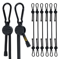 Adjustable Bungee Cords with Hooks, 6 Pack Thick Elastic 48 Inch, Black