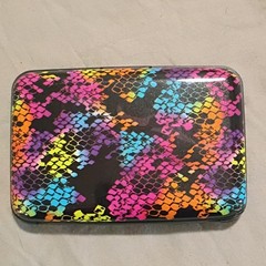 Multicolor Snakeskin Print Hard Case Accordion Card Holder Wallet