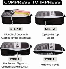 Vatalife Extra Large Compression Packing Cubes 2pc Set for Suitcase APRES SKI