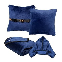 3 in 1 Travel Blanket & Pillow Set for Airplane, Warm Wearable Blanket