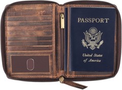 Unisex RFID Blocking Bifold Wallet – Distressed Brown