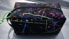 Neon Paint Splatter EDC Pouch Zipper Toiletry Bag Travel Makeup Case Handmade