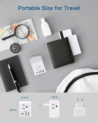 2 Pack Israel Power Adapter, Israel Travel Plug Adapter with 3 American Outlets