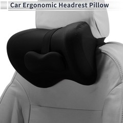 Car Headrest Pillow Car Seat Headrest Milk Silk Fabric/Memory Foam Black 1 Set