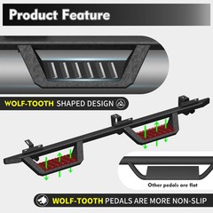 Running Boards for 2007-2018 Jeep Wrangler JK 4-Door 2-Step Black Powder Coated