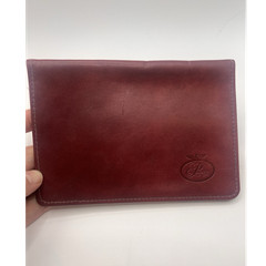 Pawag Burgundy Top Grain Cowhide Leather Passport Holder Wallet Clear Window