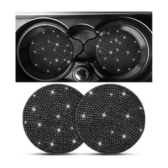 Osilly Bling Car Cup Holder Coaster, 2 Pack Crystal Rhinestone 2PCS, Black