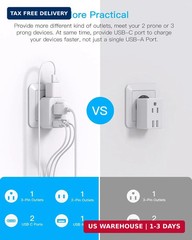 HANYCONY Type E F Plug Adapter, Germany France Travel Plug Adapter with 2 Outlet