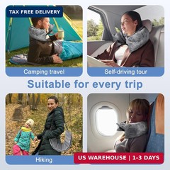 Stuffable Travel Pillow for Extra Luggage, Velvet Travel Neck Pillow Storage Bag