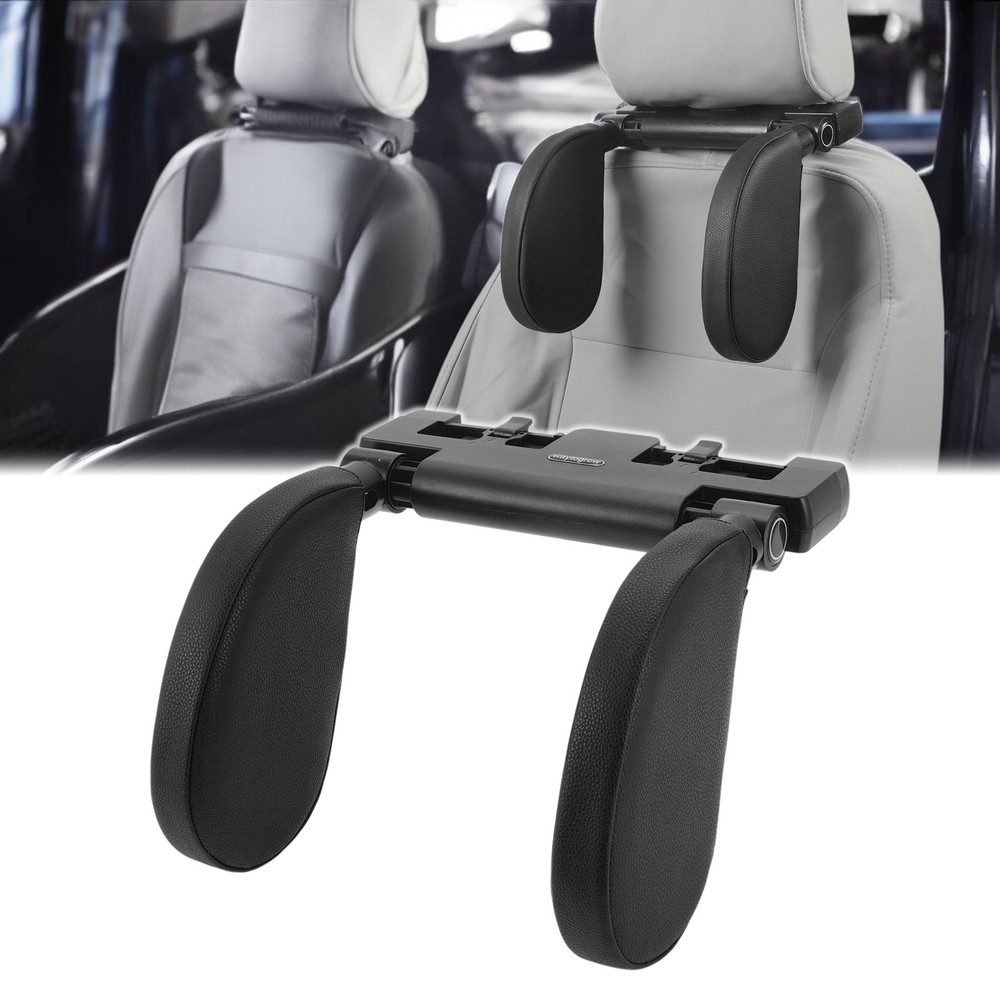 Car Headrest Pillow ABS,Memory Foam,PVC Leather Black 1 Set for Driving Travel
