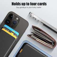 Phone Card Holder, Premium Leather Wallet Stick on, Adhesive Credit Light Pink