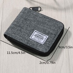 JEMINAL Canvas Zip Short Wallet for Men Women, Bifold Fabric Wallet with 6 Ca…