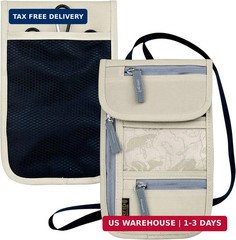 Travel Neck Wallet, RFID Blocking Passport Holder with Adjustable Neck Strap for