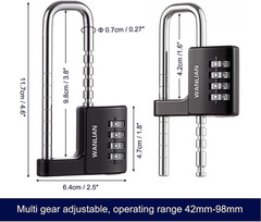 Combination Lock,4 Digit Combination Lock 3/8Inch Long Shackle Outdoor Waterproo