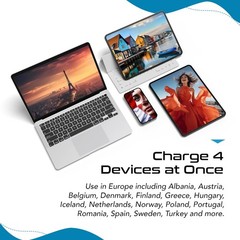 Dual USB & USB-C Travel Adapter – Type E/F, Type C, Type G