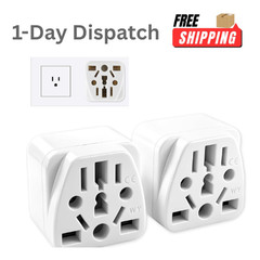 2 Pack US Travel Plug Adapter EU UK AU CN NZ to USA Type B Grounded