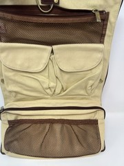 VTG Red Envelope Leather Excursion Travel Case Bag Trifold Brown Tan Gold NOS