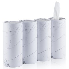 SINGARO Car Tissue Holder, 4 Pack Cup Holder Facial Tissues with White