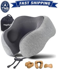 Travel Neck Pillow Memory Foam Portable Light Grey Adjustable Support Airplane