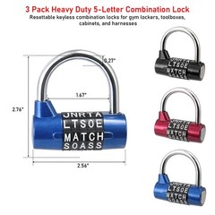 KIBBEH 3 Pack Heavy Duty 5-Letter Combination Lock, Resettable Keyless Word L…
