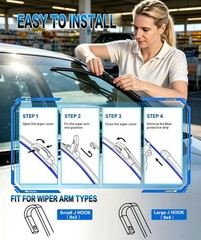 26″ + 18″ Windshield Wiper Blades Metal Base 2X Lifespan (2 Pack)
