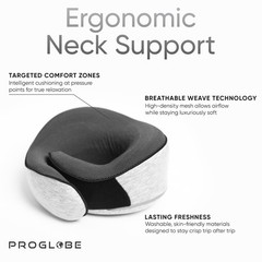 Almohada De Viaje Con Soporte De Cabeza Y Mascara De Ojos 3D Color Gris