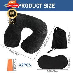 Air-Filled Travel Pillows for Sleeping Airplane Neck Support Adult, Black