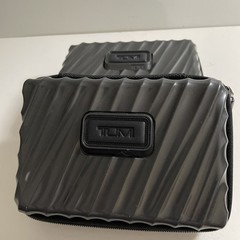 2 Tumi For Air India Black Hard Shell Cosmetic Toiletries Zip Travel Case -Empty