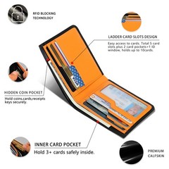 Calfskin Slim Wallets For Men RFID Blocking Leather Minimalist Front Pocket M…