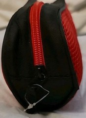 Cable Computer Makeup Organizer Zipper Mesh Soft Portable Travel Red/Black Trim