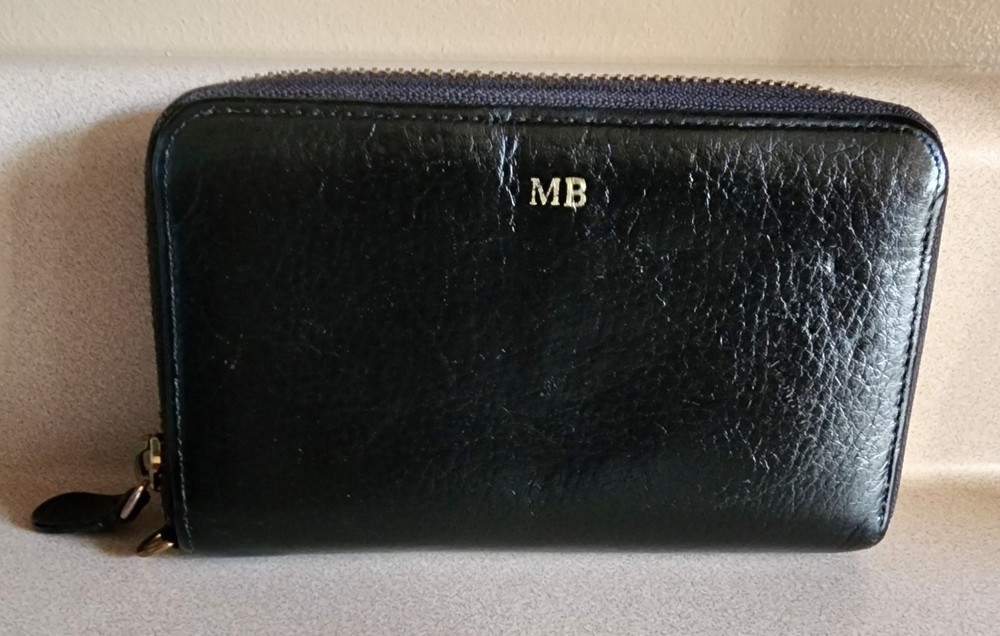 Vintage Mark and Graham Leather Zip Around Wallet, Cardholder, Black