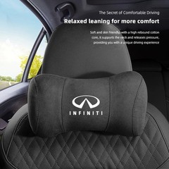 Black Headrest Neck Pillow For Infiniti Logo QX55 QX50 QX60 QX80 Q50 Q70L