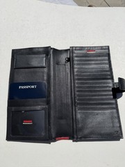 TUMI Leather Passport Holder Black Multiple Card Slots Wallet Travel Case