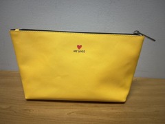 Marc Tetro My Dogs Yellow Dog Print Cosmetic Bag PVC Zip Travel Makeup Pouch