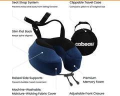 Cabeau Evolution S3 Travel Pillow – Memory Foam Neck Pillow W/Seat Strap Blue