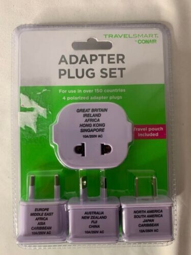 Travel Smart by ConAir Adapter Plug Set 3x10A/250V AC, 1x12A/250V AC M600X