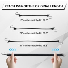 ROBLOCK 21″ Rubber Tarp Straps with 150% Max 21 Inch(pack of 10), Black