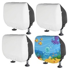 4 Pcs Car Headrest Cover Blanks Elastic Universal Auto Head Rest White, Black