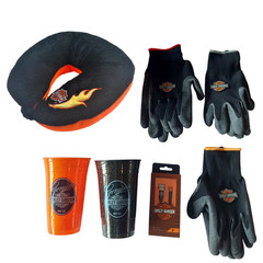 Harley Davidson Bundle: Travel Neck Pillow, Gloves, Tumblers, Micro USB Cable
