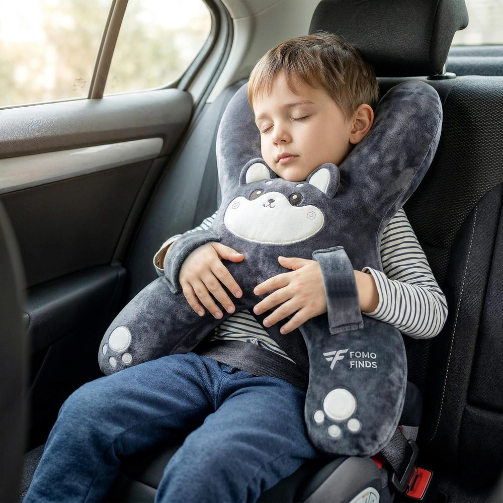 Kids Car Sleeping Pillow – X-Shaped Plush Animal for Neck & Back Support – Hands