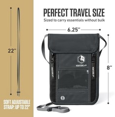 VENTURE 4TH Neck Wallet – RFID Blocking Passport Holder for Travel, Hidden Pa…