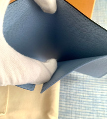 Authentic LOUIS VUITTON Taigarama Monogram Passport Cover LV SKY BLUE NEW SALE