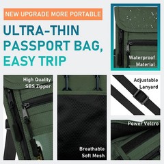 Travel Neck Wallet with Double Zippers, RFID Blocking Passport Holder with Ad…